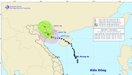 Dự báo đường đi và khu vực ảnh hưởng của bão Kujira.